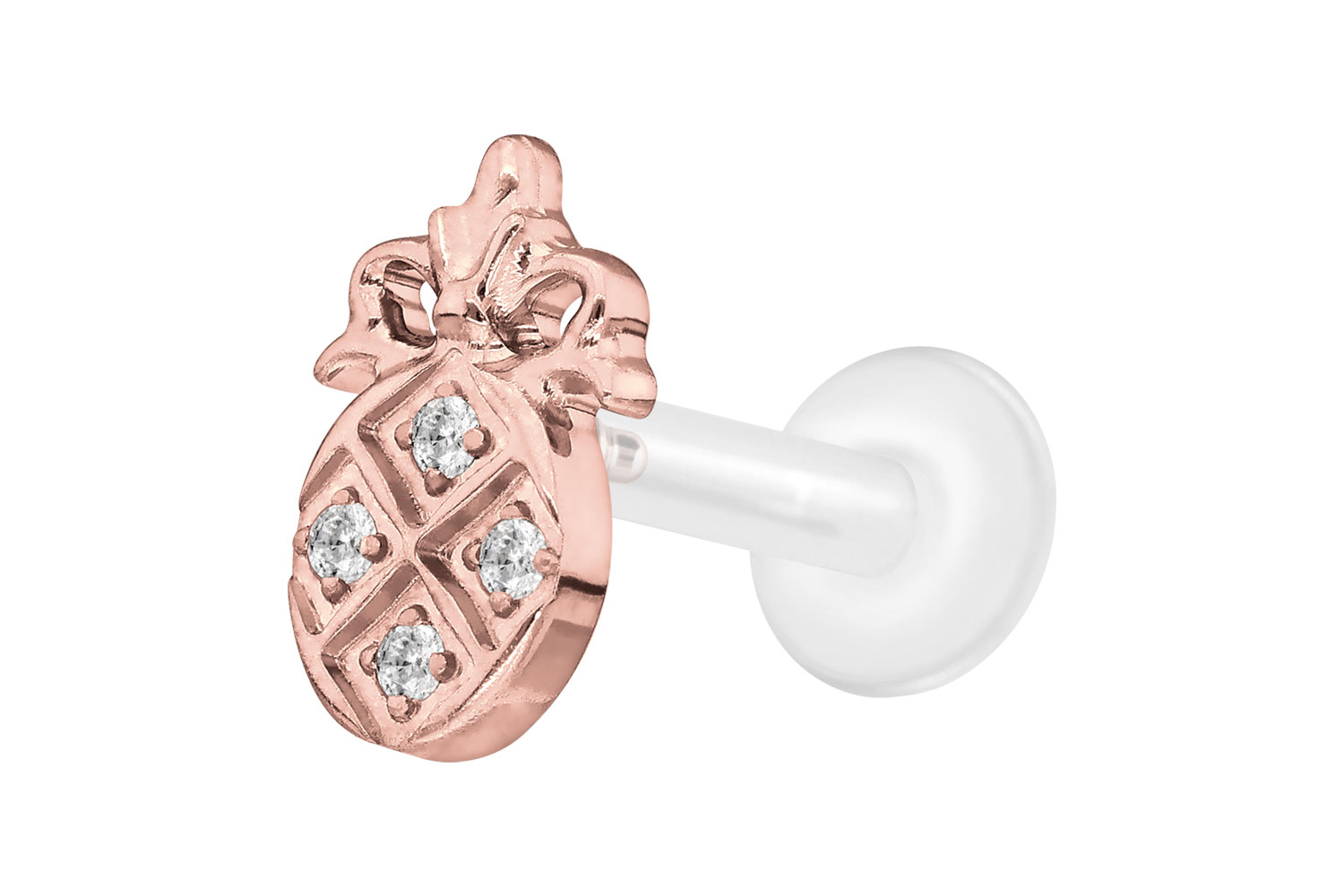 PTFE Labret Piercing mit Innengewinde + Titan-Aufsatz KRISTALLANANAS